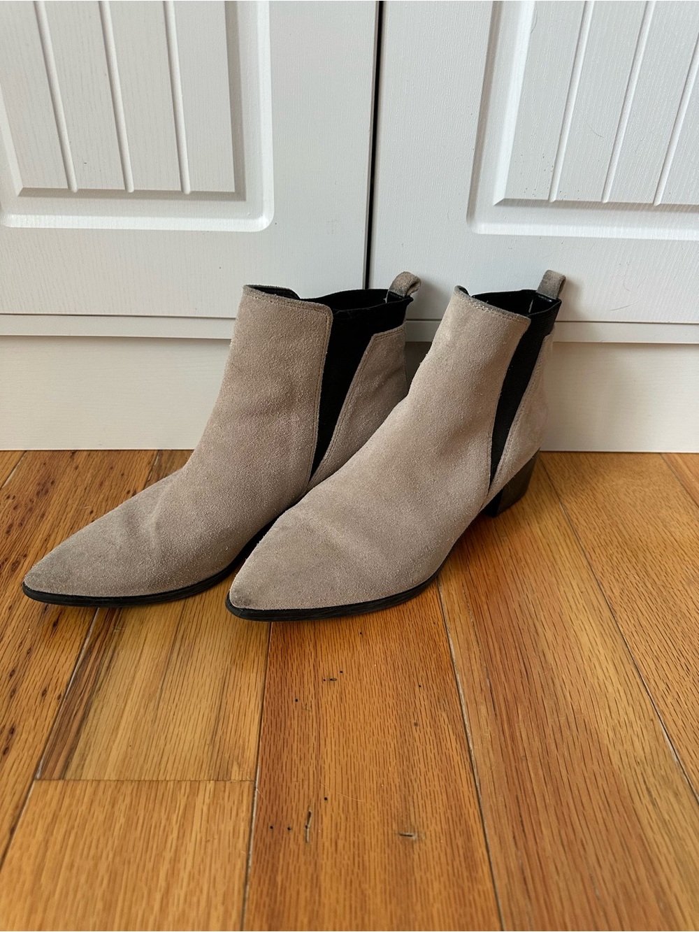 Marc Fisher Taupe Suede Chelsea Ankle Boots